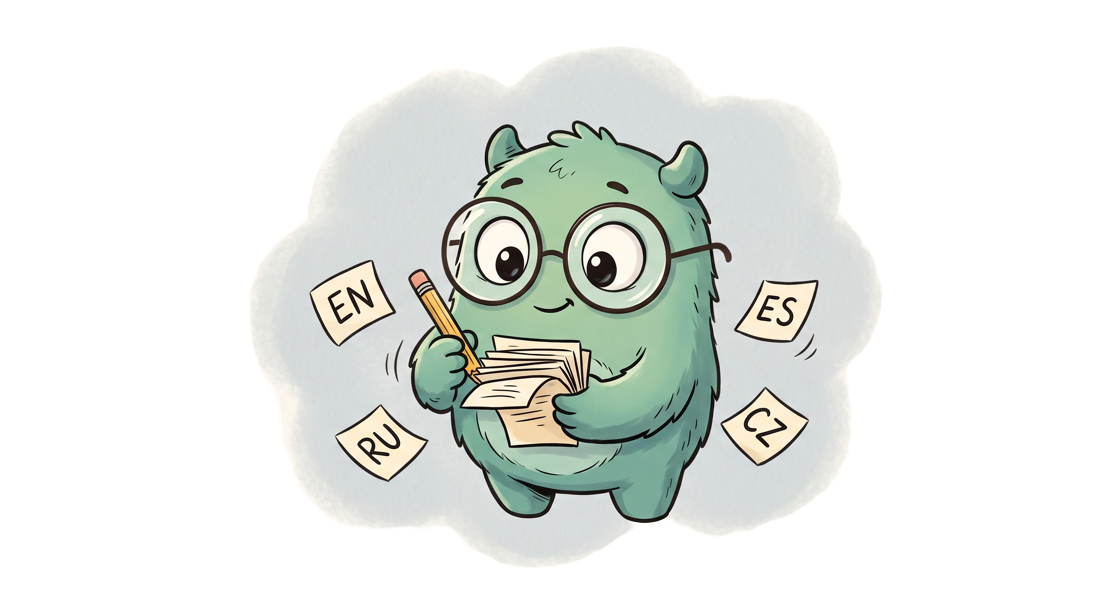 Polyglot Monster sorting language cards